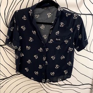 Short sleeve navy blouse